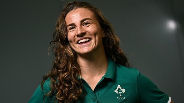 14 August 2025; Emily Lane poses for a portrait during an Ireland Women Rugby media conference at the IRFU High Performance Centre in Dublin. Photo by David Fitzgerald/Sportsfile