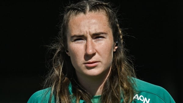9 August 2025; Eve Higgins of Ireland before the Women's Rugby World Cup warm-up match between Ireland and Canada at Affidea Stadium in Belfast. Photo by Ramsey Cardy/Sportsfile