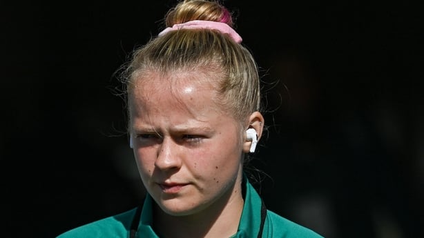 9 August 2025; Dannah O'Brien of Ireland before the Women's Rugby World Cup warm-up match between Ireland and Canada at Affidea Stadium in Belfast. Photo by Ramsey Cardy/Sportsfile