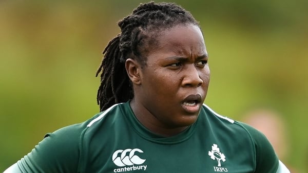 6 August 2025; Linda Djougang during an Ireland Women Rugby squad training session at the IRFU High Performance Centre in Dublin. Photo by David Fitzgerald/Sportsfile