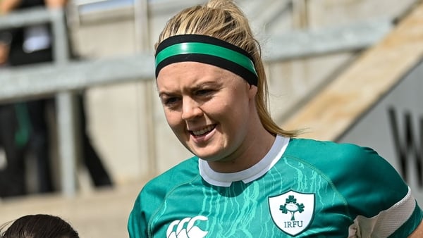 9 August 2025; Sam Monaghan of Ireland before the Women's Rugby World Cup warm-up match between Ireland and Canada at Affidea Stadium in Belfast. Photo by Ramsey Cardy/Sportsfile