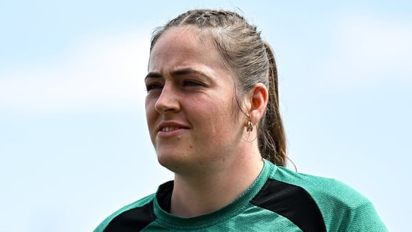 2 August 2025; Siobhán McCarthy of Ireland walks the pitch before the Women's Rugby World Cup warm-up match between Ireland and Scotland at Virgin Media Park in Cork. Photo by Shauna Clinton/Sportsfile