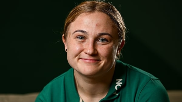 27 March 2025; Neve Jones sits for a portrait during an Ireland Women's Rugby media conference at the IRFU High Performance Centre in Dublin. Photo by Seb Daly/Sportsfile