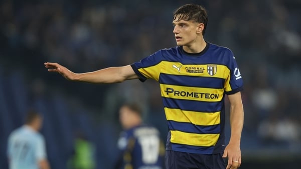 ROME, ITALY - 2025/04/28: Giovanni Leoni of Parma seen during Italian football championship Serie A Enilive 2024-2025 derby match between SS Lazio Vs Parma Calcio 1913 at Stadio Olimpico. Final result of the match Lazio 2 : 2 Parma. (Photo by Marco Iacobu