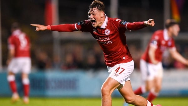 15 August 2025; Owen Elding of Sligo Rovers celebrates at the final whistle of the Sports Direct Men’s FAI Cup third round match between Bohemians and Sligo Rovers at Dalymount Park in Dublin. Photo by Stephen McCarthy/Sportsfile