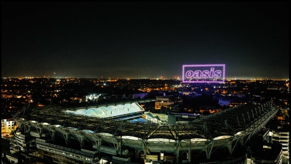 Drones flying over Croke Park spelling out Oasis