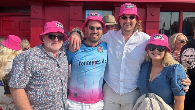 Oasis fans, Johnny Fitzpatrick, Mark O'Shea, Anto Kelly, and Shannon Doyle, outside Croke Park