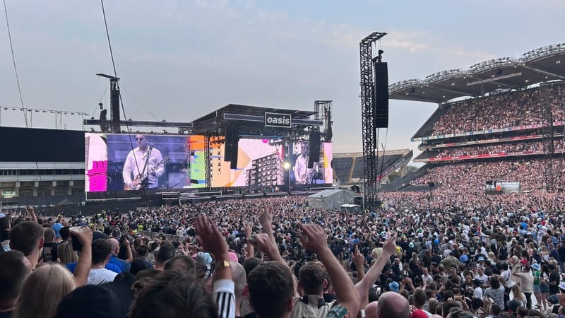 A blast of Olé-Olé-Olé from the Oasis crowd at Dublin's Croke Park. Photo: Samantha Libreri/RTÉ