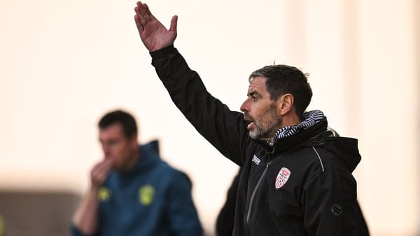 8 August 2025; Derry City manager Tiernan Lynch during the SSE Airtricity Men's Premier Division match between Derry City and Cork City at The Ryan McBride Brandywell Stadium in Derry. Photo by Ramsey Cardy/Sportsfile