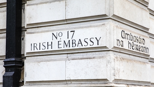 The Irish Embassy is located on Grosvenor Place and the ambassador's residence is nearby on Chester Square