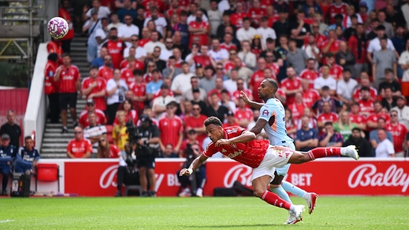 Dan Ndoye with the second for Nottingham Forest