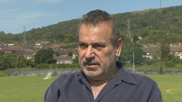 Dr Saeb Shaath speaking at a hurling blitz to raise funds for Gaza.
