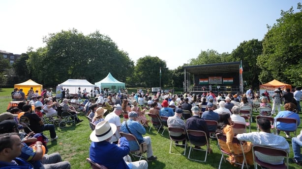 Attendees enjoy dance and musical performances on the festival stage at India Day in Merrion Square