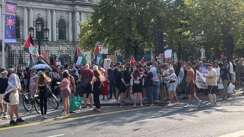Hundreds of people attended a pro-Palestine protest in Belfast city centre, calling for the removal of the ban on Palestine Action