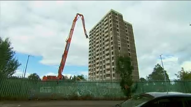 Joseph Plunkett Tower demolition in Ballymun, 2015