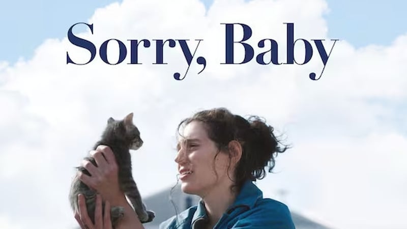 Eva Victor and feline friend in Sorry Baby