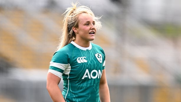 9 August 2025; Aoife Dalton of Ireland during the Women's Rugby World Cup warm-up match between Ireland and Canada at Affidea Stadium in Belfast. Photo by Ramsey Cardy/Sportsfile