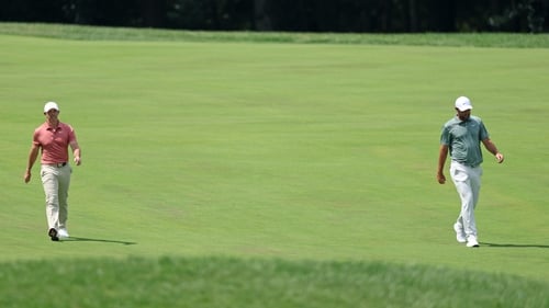 Rory McIlroy and Scottie Scheffler in action together at last week's BMW Championship