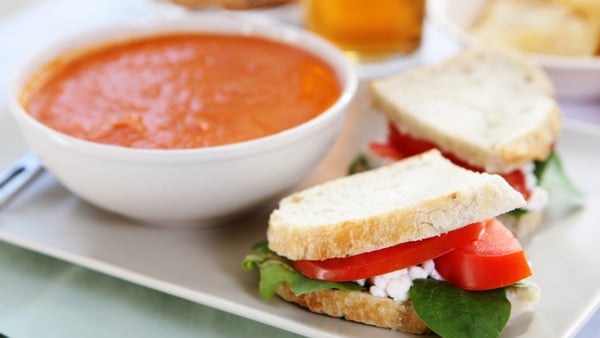 An image of a sandwich with soup