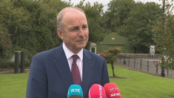 Taoiseach Micheál Martin speaking to media in Cork