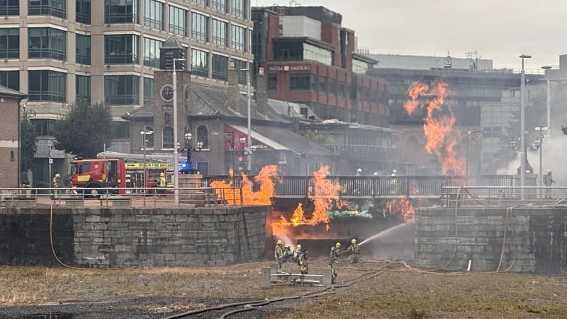 Four fire engines, a foam tender and a water tanker attended the scene at George's Dock in the IFSC during the fire on 21 August