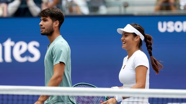 The mixed doubles team of Emma Raducanu and Carlos Alcarez at 2025 US Open