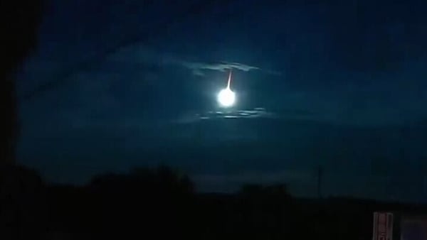 A view of a fireball in the night's sky in Japan