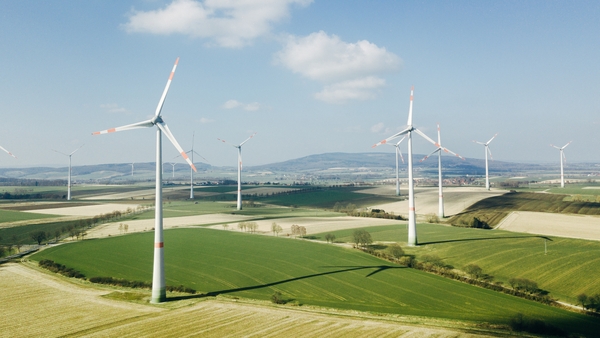 Picture of a wind farm in Germany on a sunny day