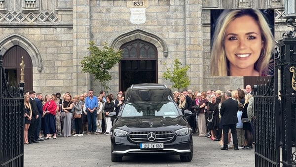 A hearse at The Cathedral of the Assumption for the funeral of Martha Nolan-O'Slatarra
