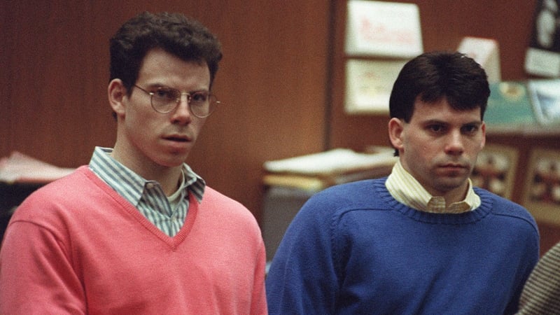 Erik Menendez (L) and his brother Lyle pictured during a pre-trial hearing in December 1992