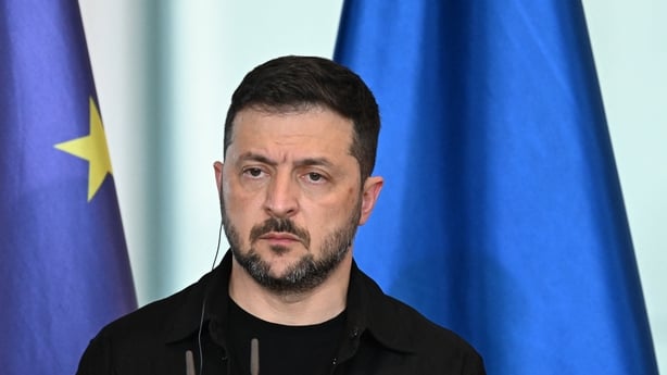 A photograph of Ukrainian President Volodymyr Zelensky