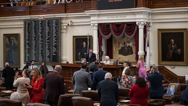 Politicians in the House Chamber during a special session at Texas State Capitol in Austin, Texas