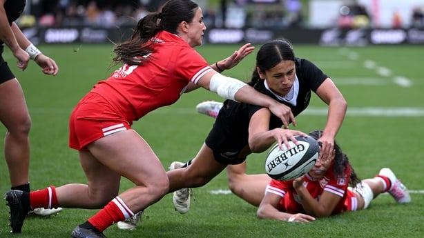 CHRISTCHURCH, NEW ZEALAND - MAY 17: Braxton Sorensen-McGee of New Zealand scores the opening try during the Pacific Four Series International Match between New Zealand Black Ferns and Canada at Apollo Projects Stadium on May 17, 2025 in Christchurch, New Zealand. (Photo by Joe Allison/Getty Images)