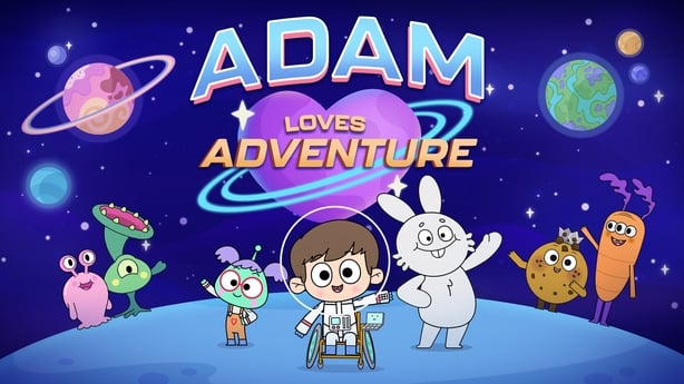 A cartoon version of Adam King in space surrounded by fun characters.