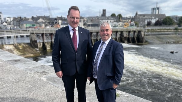 Kevin 'Boxer' Moran Minister of State at Office of Public Works and Jim Casey, Head of Flood Relief Management, OPW.