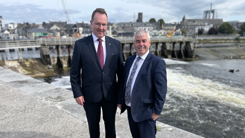 At the announcement in Athlone today, Kevin 'Boxer' Moran Minister of State at Office of Public Works and Jim Casey, Head of Flood Relief Management, OPW