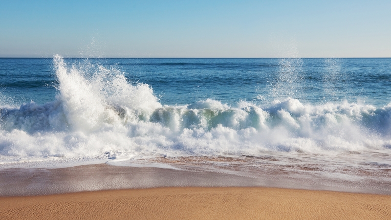 Waves crashing on a beach