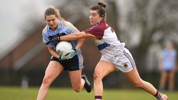 Martha Byrne of UCD in action against Joanne Cregg of UL in 2019