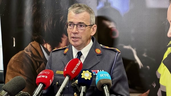 Garda Commissioner Drew Harris speaks to the media at the graduation of new gardai are the Garda College in Templemore