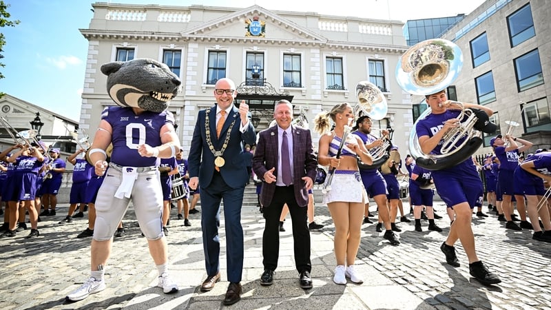Representatives of Kansas State University with Lord Mayor of Dublin Ray McAdam at the Mansion House on Friday