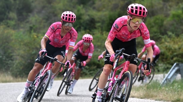 LAGUNAS DE NEILA, SPAIN - AUGUST 09: Archie Ryan of Ireland and Team EF Education - EasyPost competes during the 47th Vuelta a Burgos 2025, Stage 5 a 138.3km stage from Quintana del Pidio to Lagunas de Neila 1866m on August 09, 2025 in Lagunas de Neila, Spain. (Photo by Antonio Baixauli/Getty Images