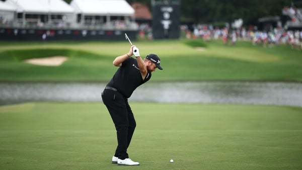 ATLANTA, GEORGIA - AUGUST 22: Shane Lowry of Ireland plays his shot from the ninth tee during the second round of the TOUR Championship 2025 at East Lake Golf Club on August 22, 2025 in Atlanta, Georgia. (Photo by Jared C. Tilton/Getty Images)