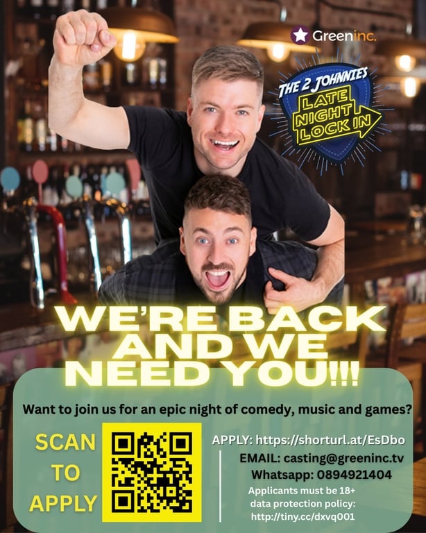 Flyer for the 2 jonnies late night lock-in on rte 