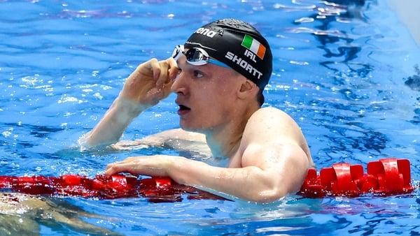 28 July 2025; John Shorttof Ireland after competing in the heats of the Men’s 100m Backstroke during the World Aquatics Championships 2025 in Singapore. Photo by Ian MacNicol/Sportsfile
