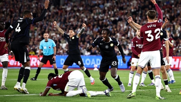 Trevoh Chalobah (23) scores Chelsea's fifth goal against West Ham