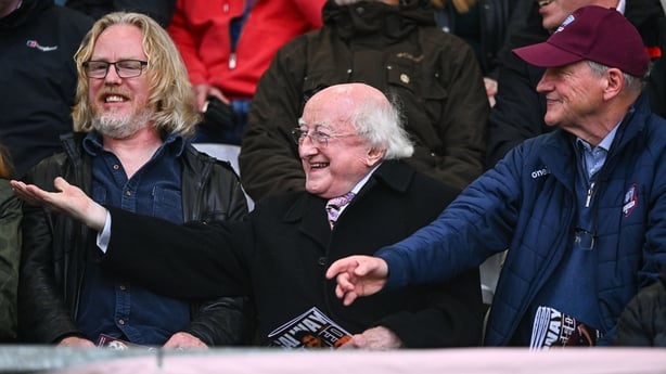President Michael D Higgins in attendance at Eamonn Deacy Park