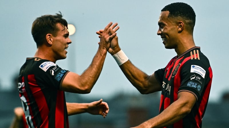 Douglas James-Taylor and Dayle Rooney after Bohs' opening goal
