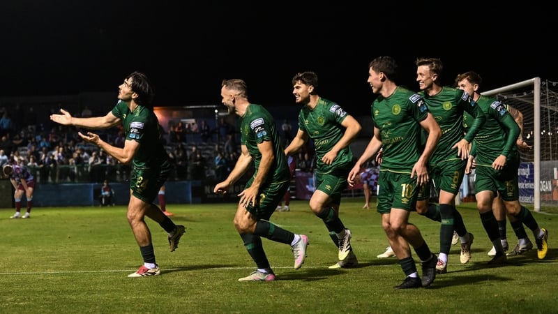Luke Turner celebrates his late goal which handed St Patrick's Athletic the victory