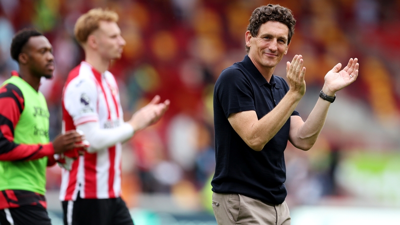 Keith Andrews applauds the fans after the win over Aston Villa