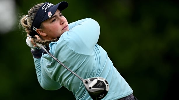 Kildare , Ireland - 6 July 2025; Canice Screene of Ireland watches her tee shot on the first hole during day four of the 2025 KPMG Women's Irish Open Golf Championship at Carton House Golf Club in Maynooth, Kildare. (Photo By Seb Daly/Sportsfile via Getty Images)